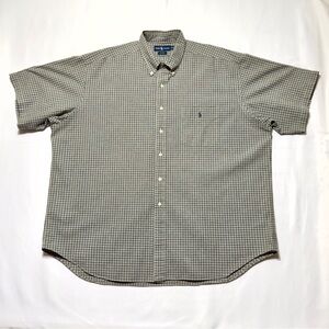 Ralph Lauren Black & White Check Casual Button Down Short Sleeve Shirt Excellent